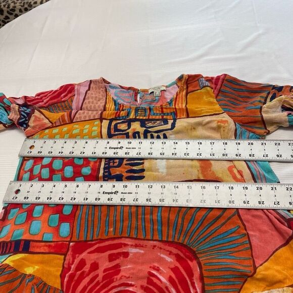 Orientique Naturally Australian Art To Wear Lagenlook Ruffle Top Size Medium - Picture 3 of 7